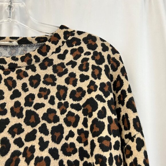 Dee Elly Women’s Long Sleeve Leopard Print Pullover Sweater Crew Neck S - Picture 3 of 9